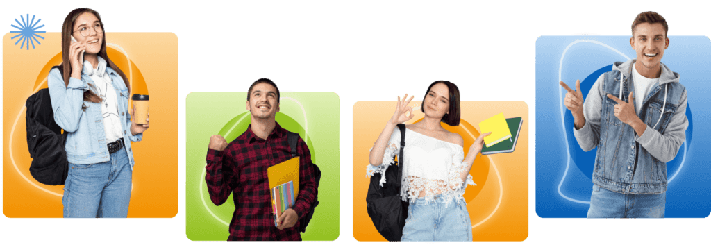 Jóvenes universitarios felices y motivados